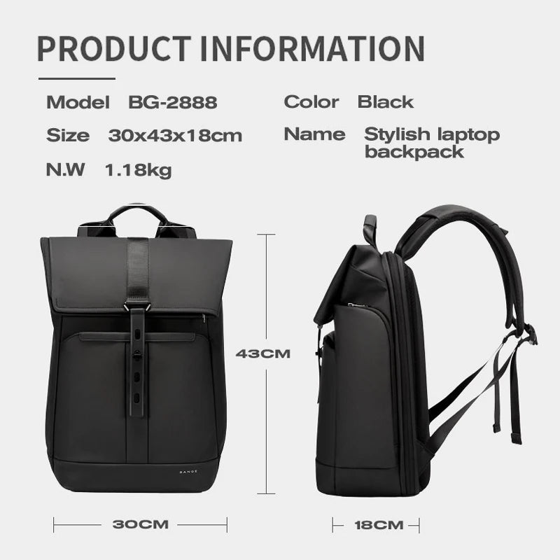 BANGE Anti-Theft Waterproof Laptop Backpack 15.6 Inch – Business Travel Backpack for Men & Women, Durable Work & School Bag