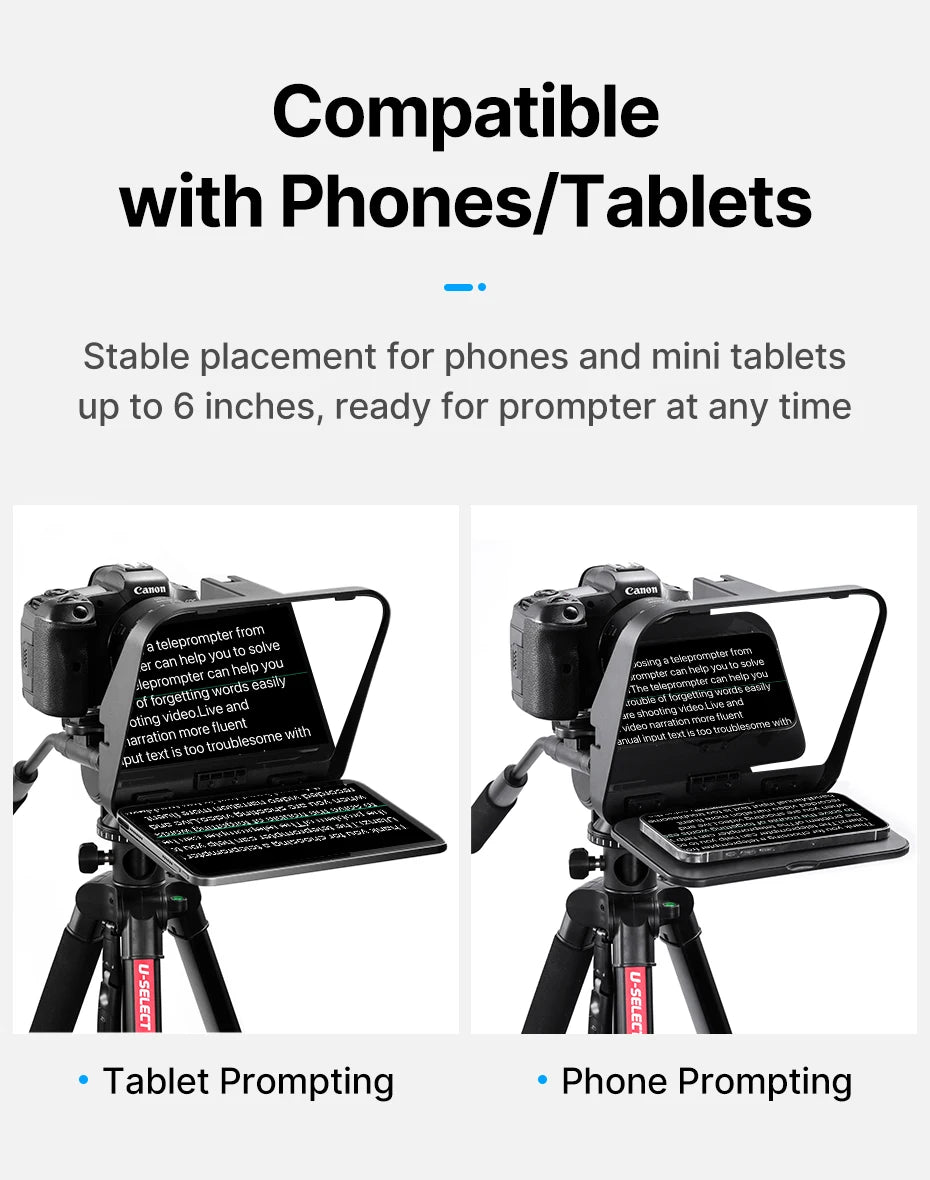 Ulanzi RT02 Teleprompter Portable Mini Collapsible Prompter for Tablets DSLR Laptop Camera Phone Live Streaming Video Recording