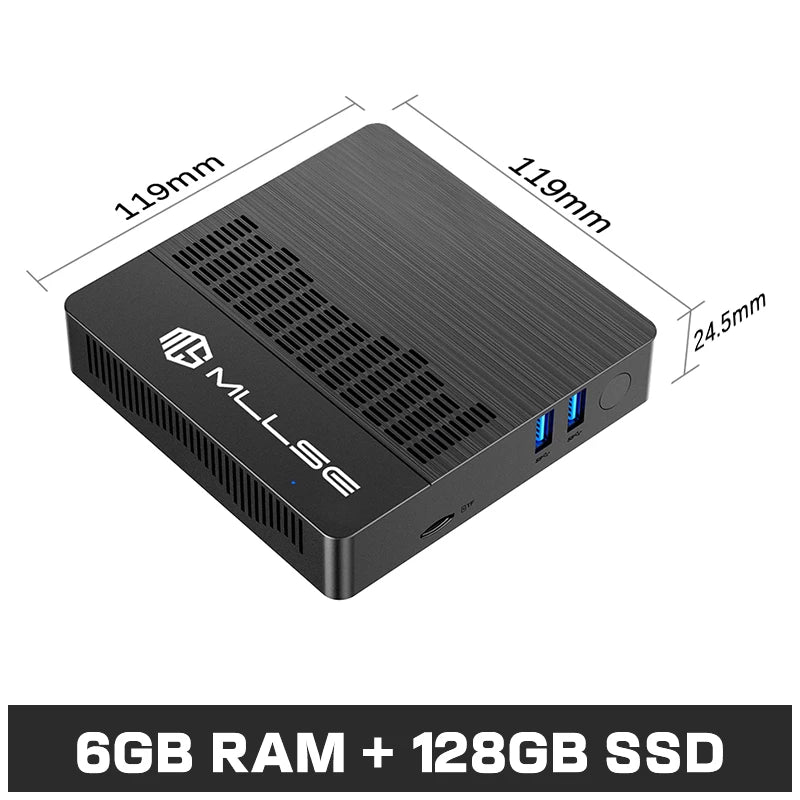 MLLSE Mini PC M2 Air, Intel Gemini Lake N4000 Intel J3710, Windows 11 6GB RAM 128GB ROM, Dual-Band WiFi Bluetooth USB, Mini Computer - WinSupport Tech