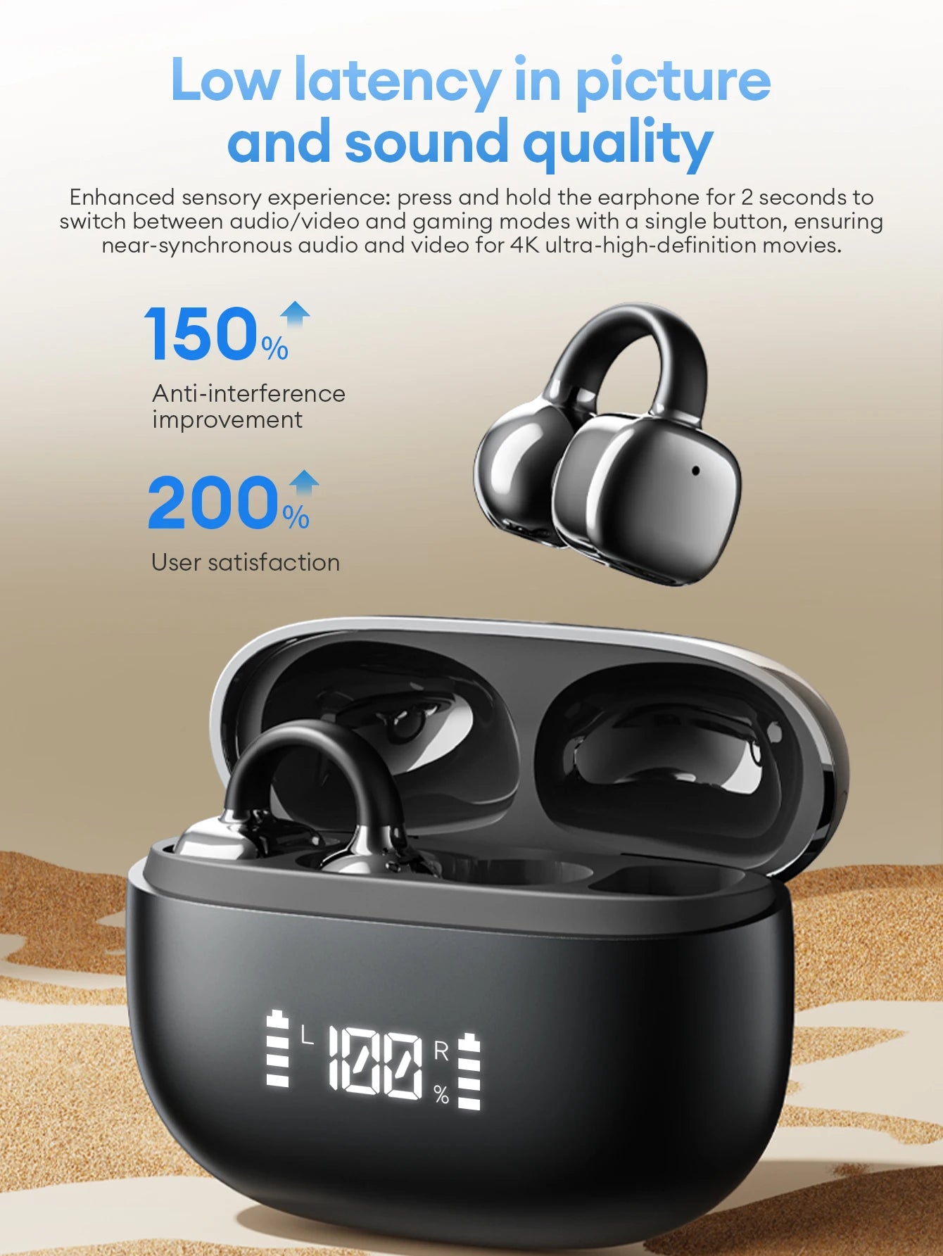 Lenovo Open Ear Wireless Earbuds Bluetooth 6.0 Comfort Clip On Gaming Sports Earphones LED Digital Power Display RS119 Pro