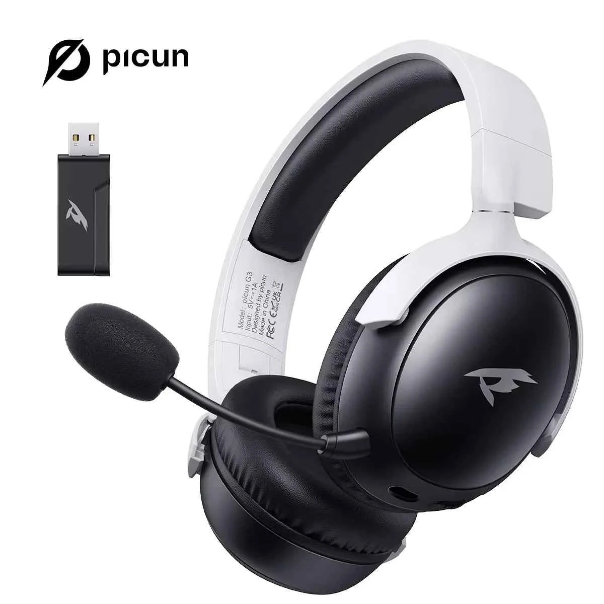 Picun G3 Gaming Wireless Headphone with Mic Over-Ear Headphones Bluetooth 5.4 40mm Driver 2.4G/Wireless/Cable USB Headsets 65H