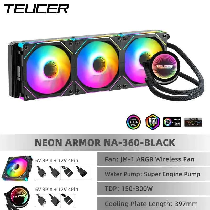 TEUCER NA-360 PC Water Cooling Radiator, for Intel LGA 2011 1700 1200 1155 AMD AM4 AM5