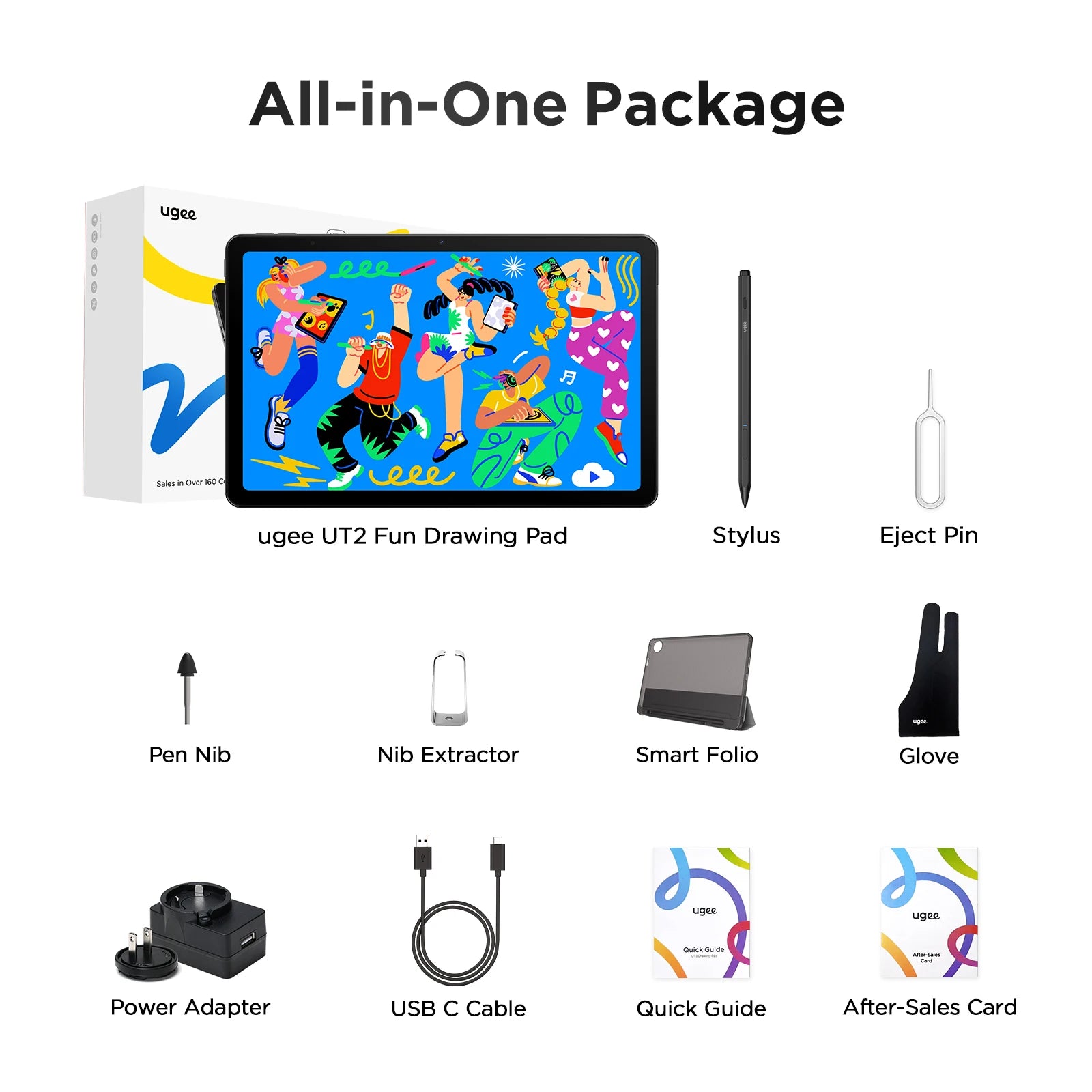UGEE UT2 Fun Drawing Pad 6GB+128GB Full-Laminated Screen 2K Ultra HD Android 14 Tablet Drawing 7000mAh+18W 10.36 inch with Pen