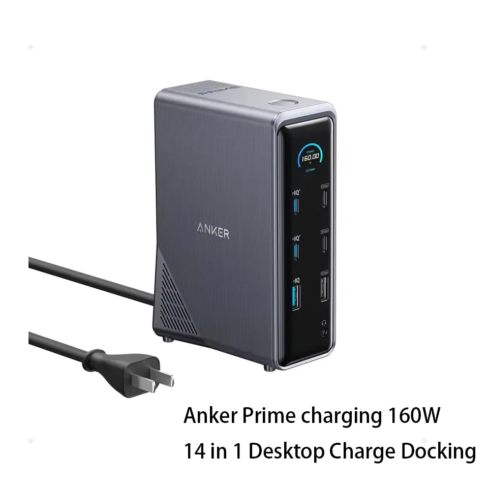 Anker Prime charging 160W 14 in 1 Desktop Charge Docking Station type-C Smart Control Screen Display 10Gbps Dual 4K ThreeScreen