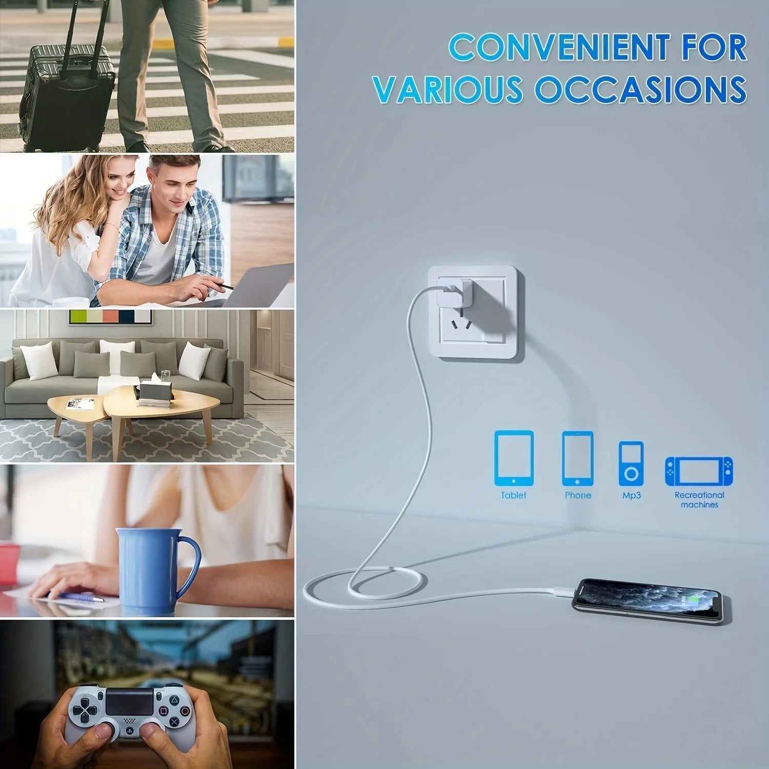 5W USB Charger, Quick Charger Plug Wall Charger, Durable USB-C Power Adapter Case For IPhone16 15/14/13 Mini/12/11, Headphones