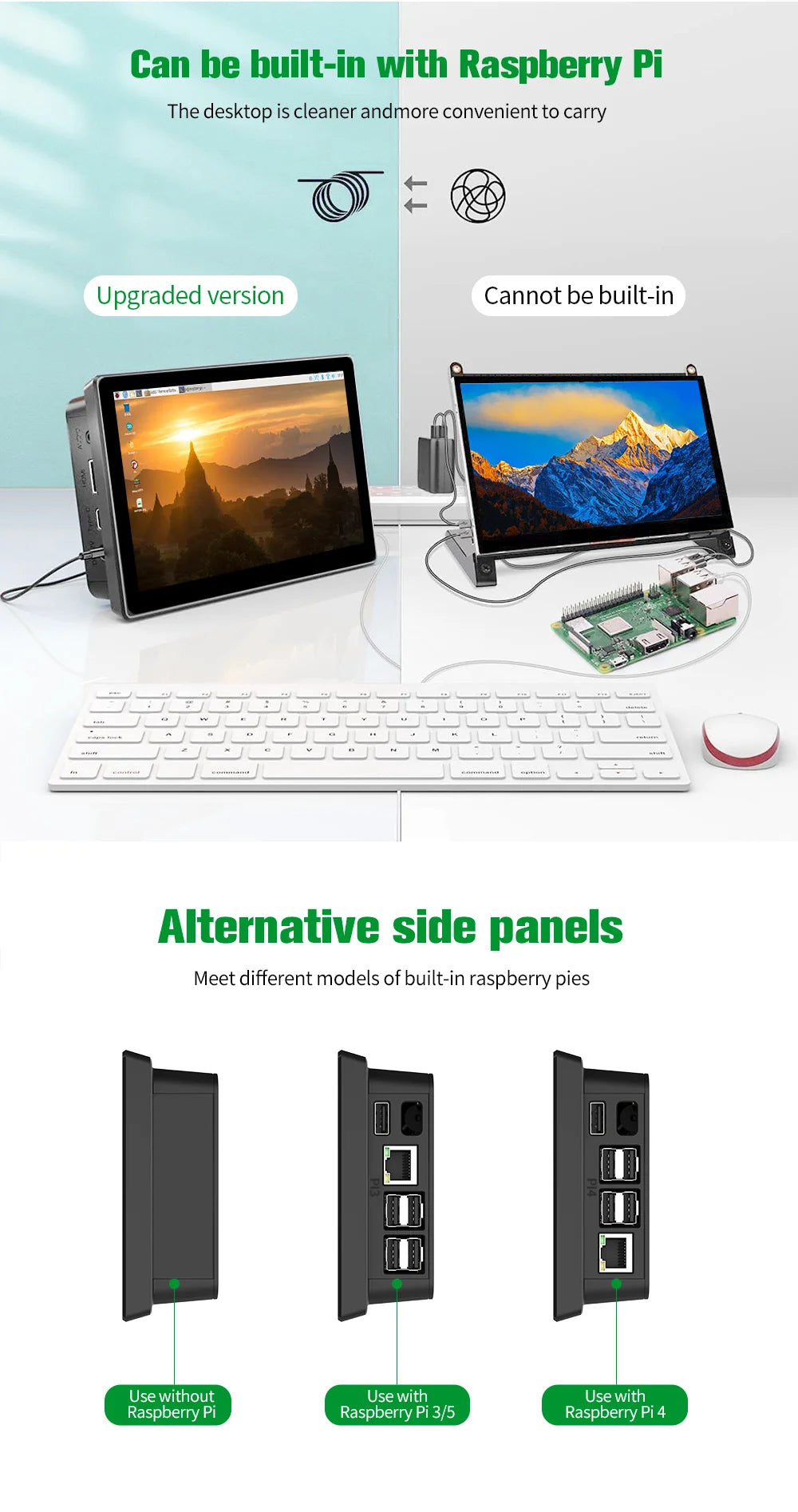 8 inch Raspberry Pi 5 4 Monitor LCD Dispaly 1280x800 16:10 Touch Screen HDMI USB for DIY Pi 4 3 Built in Fans Speaker