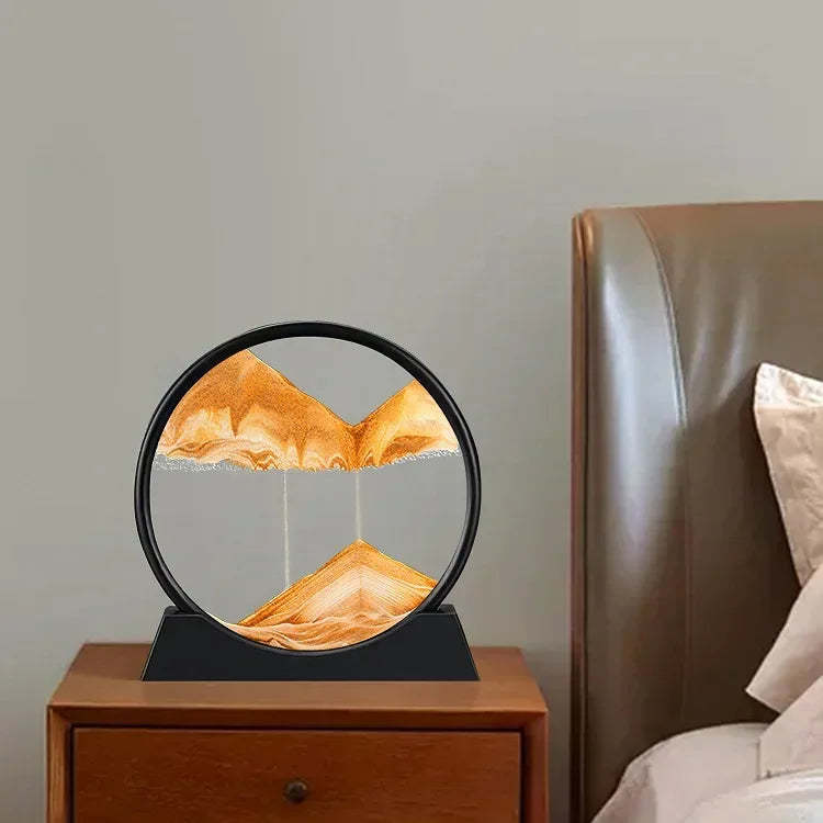 3D Sandscape Moving Sand Art Picture Round Glass Deep Sea Hourglass Quicksand Craft Flowing Sand Painting Office Home Decor Gift