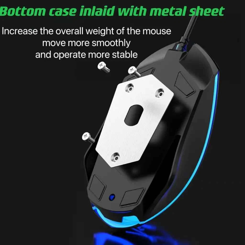 Gaming Tri-Color Combo: Silent Mech-Feel Membrane Keyboard & Tactile Mouse, Wired RGB for PC/Laptop