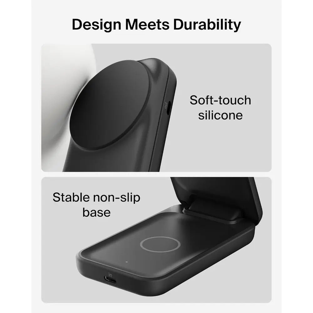 2-in-1 Qi2.2 25W Magnetic Wireless Charger with 5W USB-C Port, Compatible for iPhone 17/16/15, Pixel 10, and AirPods, Includes 4