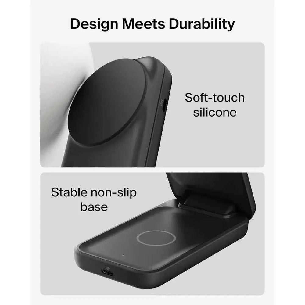 2-in-1 Qi2.2 25W Magnetic Wireless Charger with 5W USB-C Port, Compatible for iPhone 17/16/15, Pixel 10, and AirPods, Includes 4