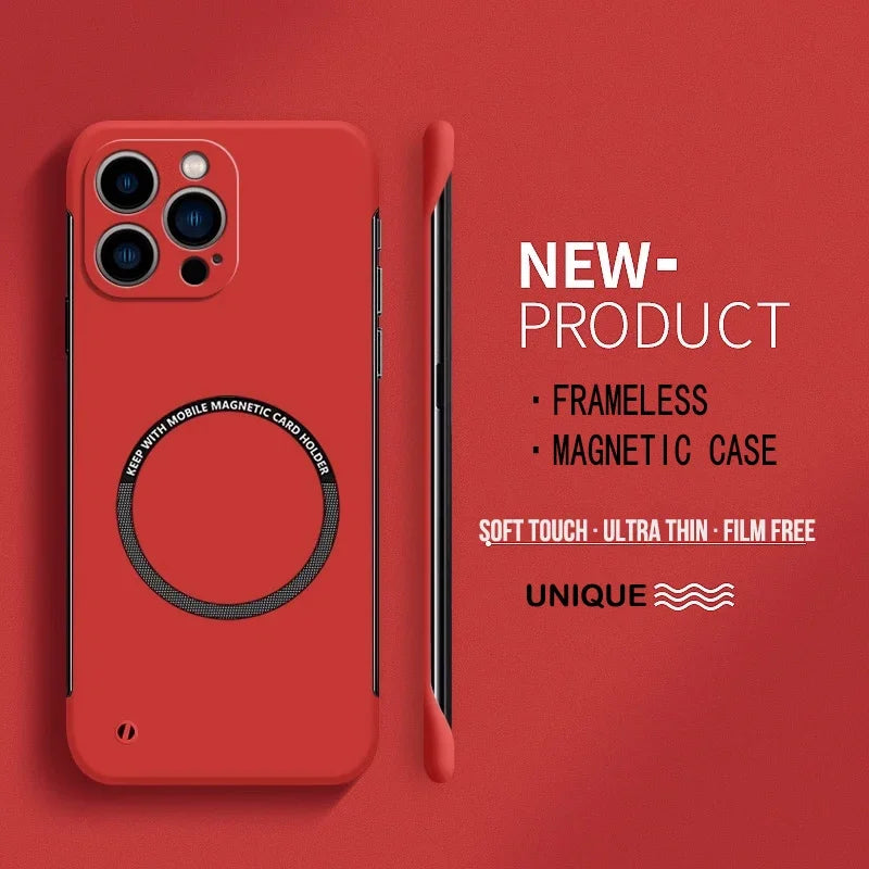 Ultra Thin Matte Hard PC Magnetic Frameless Color Phone Case For iPhone 17 Air 16E 16 15 14 Plus Pro Max 17 Pro Max Cover Cases
