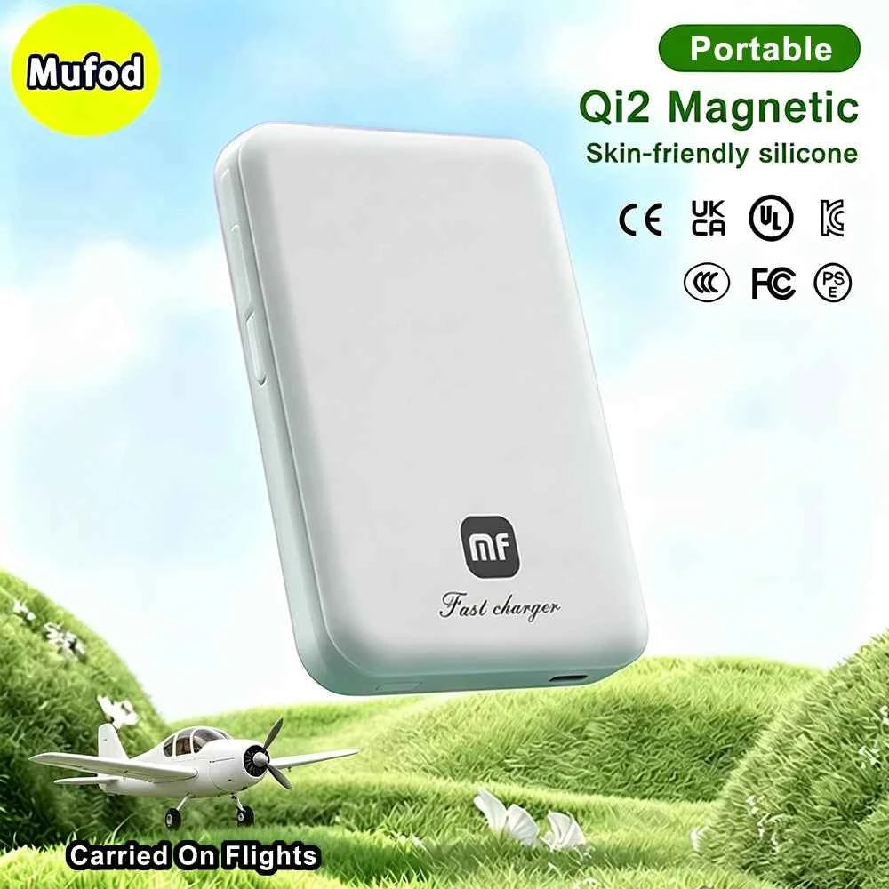 Mufod Qi2 Magnetic Power Bank 5000mah 15W Wireless Charging 20W Portable Wired Charge PD 22.5W Type C Cable Bidirectional Fast Charging Powerbank For Iphone 17 16 15 Pro Max Magsafe Xiaomi Samsung Magsafe Oneplus Mobile Batte