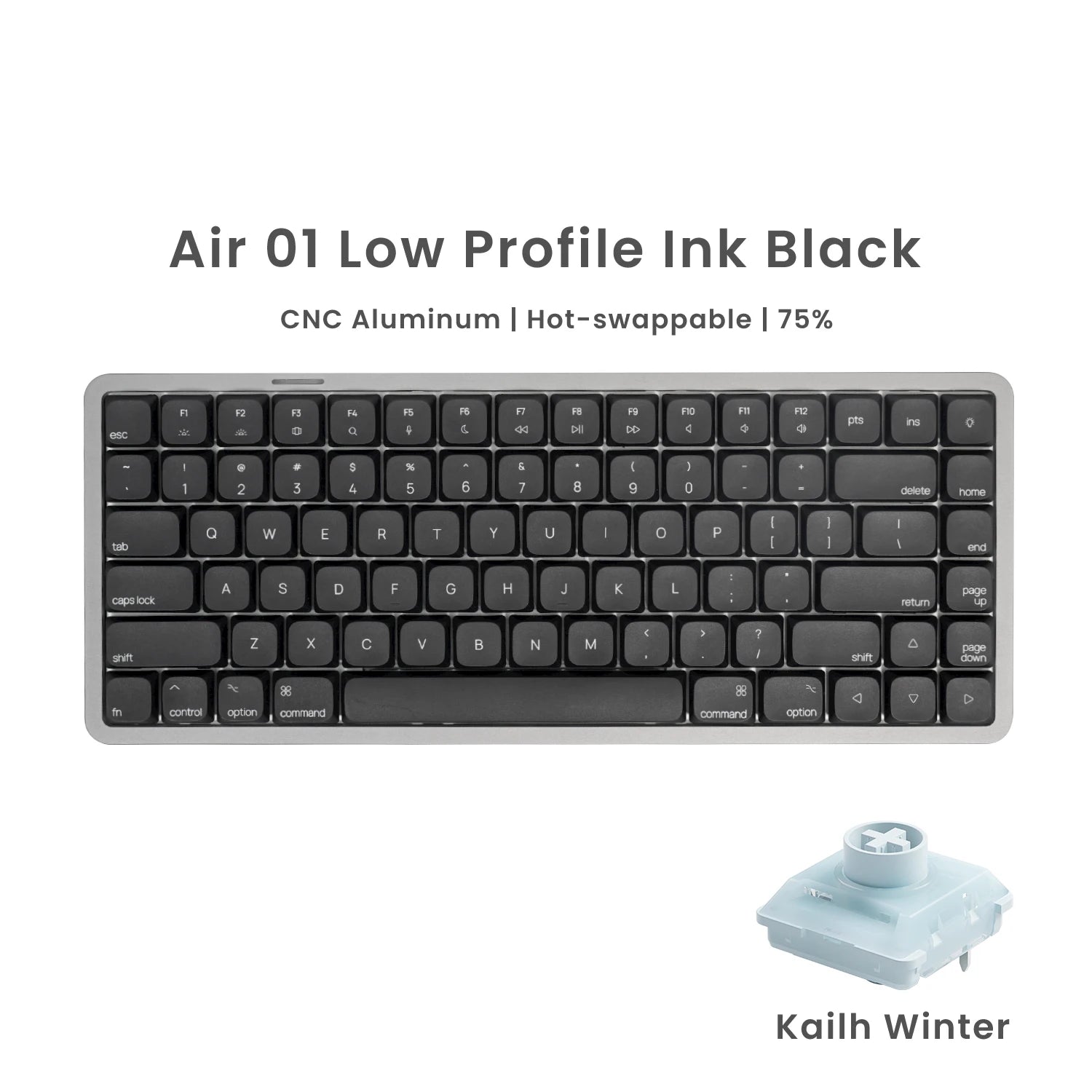 Akko Air 01 Mechanical Keyboard 75% 84-Key Mac Layout Custom Low Profile Hot-swappable RGB Tri-mode Keyboard Gasket Aluminum