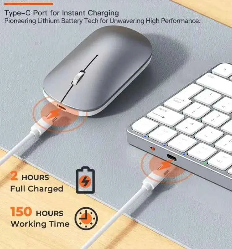 Meetion Ultra Thin Wireless Keyboard Mouse Rechargeable 2.4G USB Bluetooth Keyboard and Mouse Combo Silent Mini for Mac Tablet