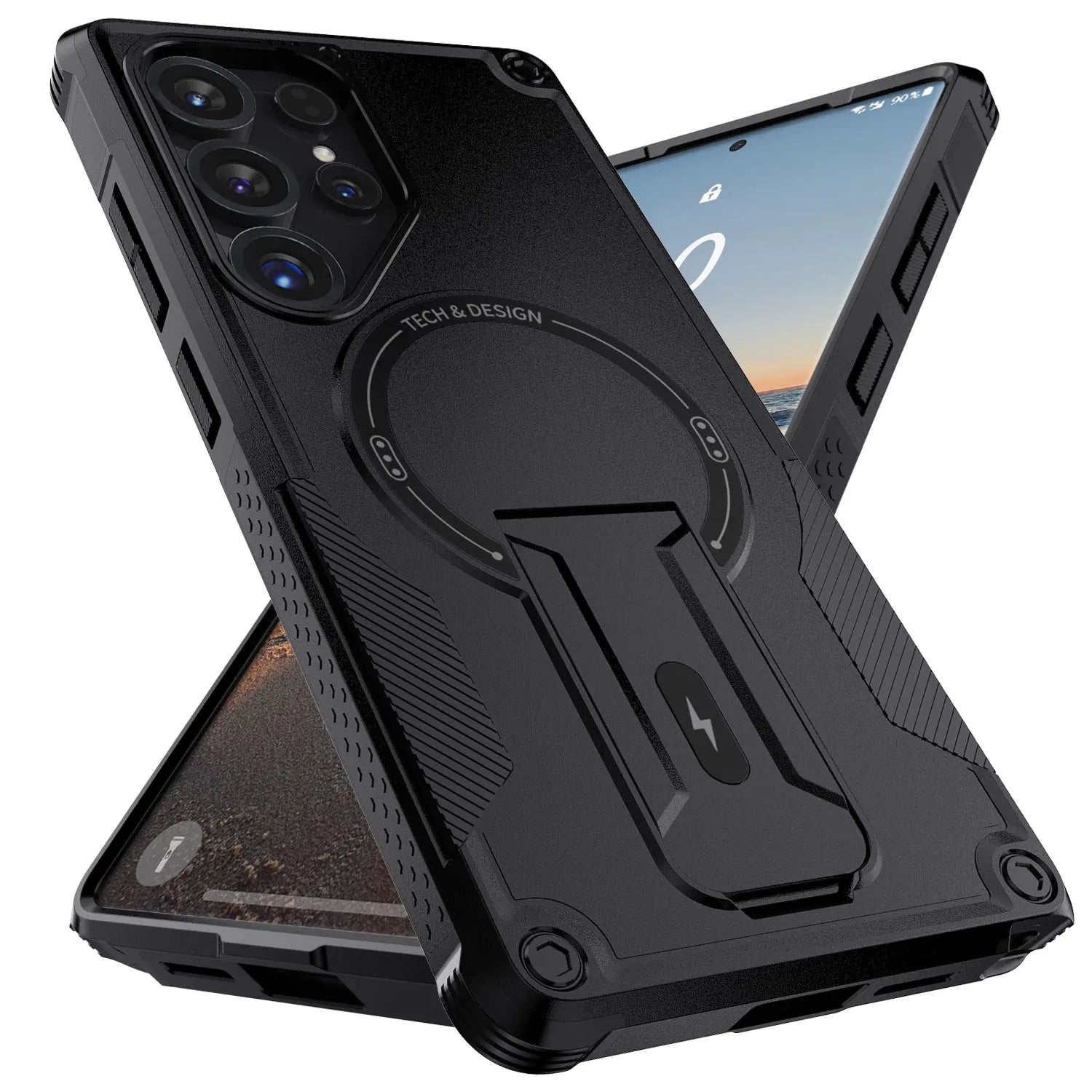 For Samsung Galaxy S25/Plus/Ultra/S25 Edge/S24/Plus/S24 Ultra Phone Case Shockproof Heavy Duty Kickstand Cover With Lanyard