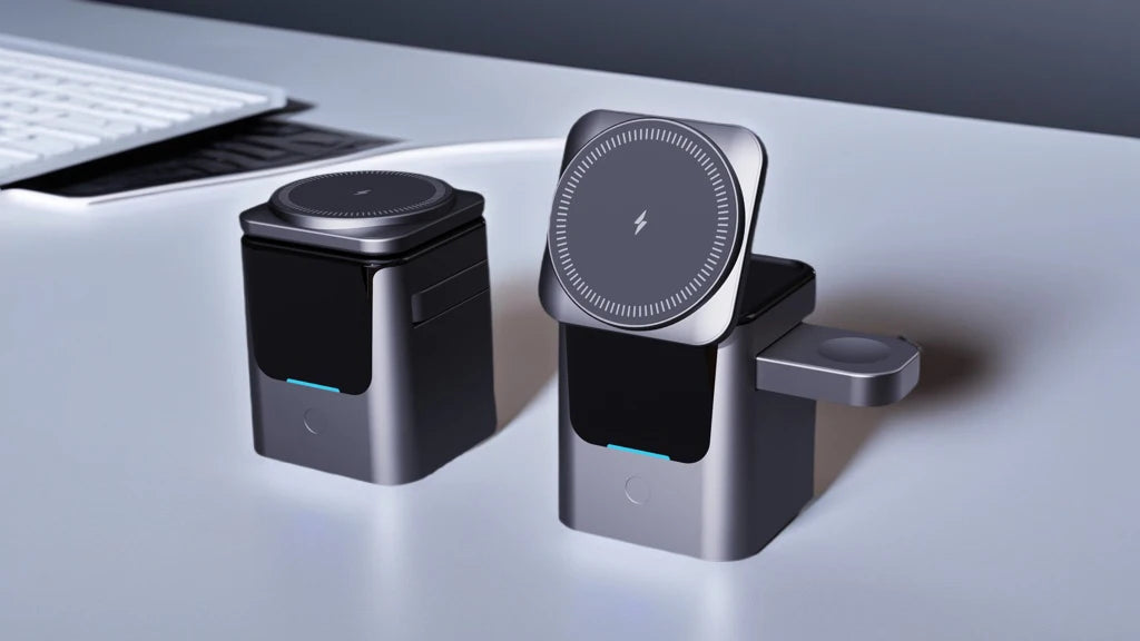 Magnetic 3 in 1 Wireless Charger Station Foldable Cube 15w  Rotating Charging Holder for Apple 17 16 15 14 Pro Max