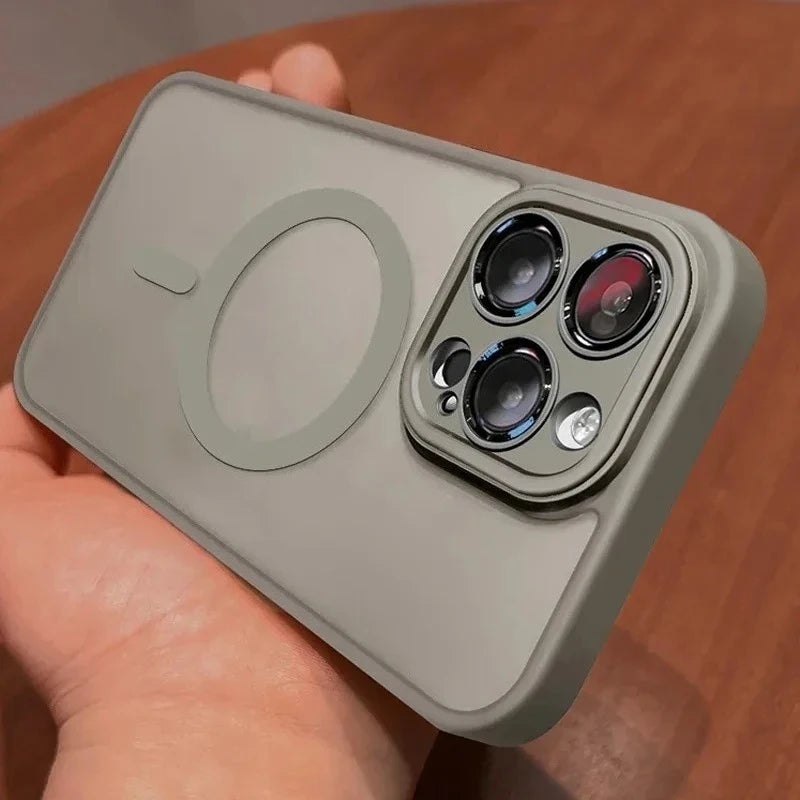 Original Magnetic Wireless Charging Case for iPhone 16 to 12 Pro Max Plus with Lens Protection and Frosted Cover