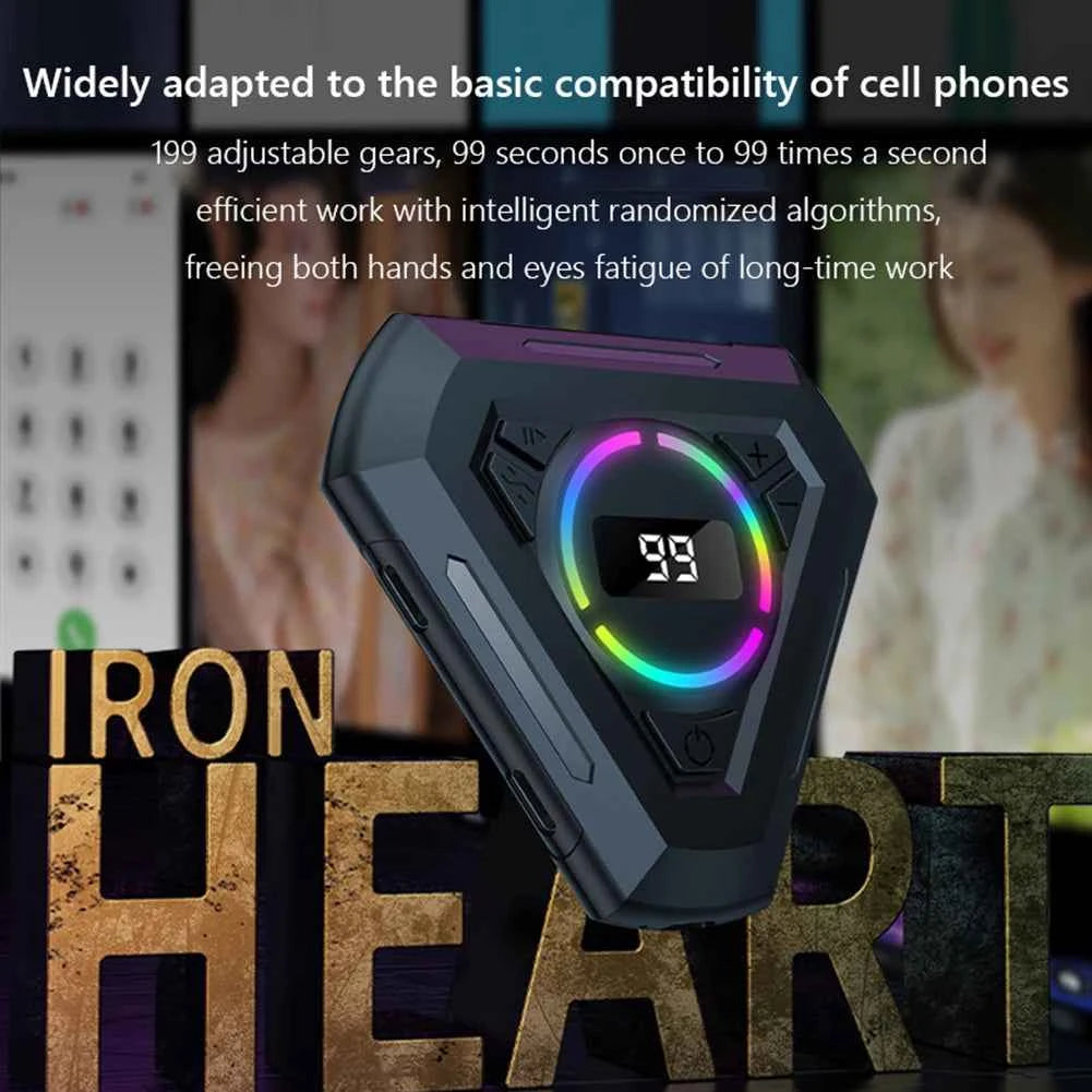 Automatic Clicker Tapper with Adjustable Speed – Silent Auto Click Device with Digital Display & RGB Light for Gaming, Shopping & Live Streaming