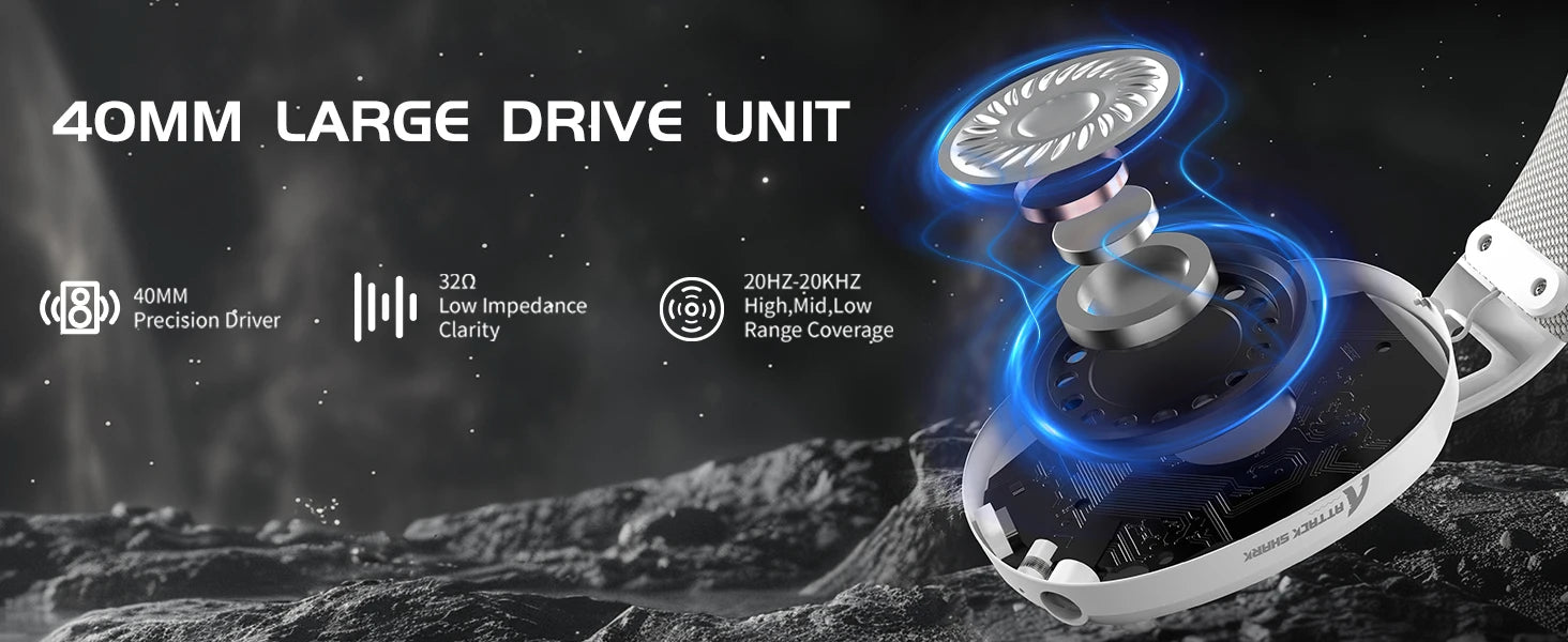 ATTACK SHARK L80PRO Wireless Gaming Headset Lightseed Tech- Built-in&Detachable Dual Microphone-Lightweight Headphone-Tri-Mode