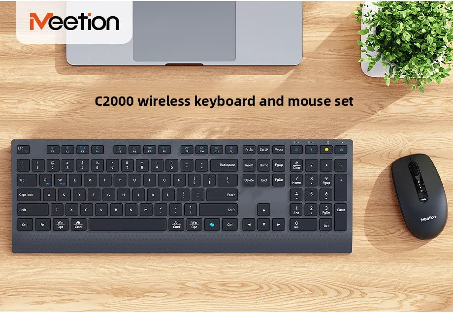 2.4G/Bluetooth Dual-Mode Wireless Keyboard And Mouse Combo,Full-Size Rechargeable Keyboard Mouse Set For Windows PC Office Work