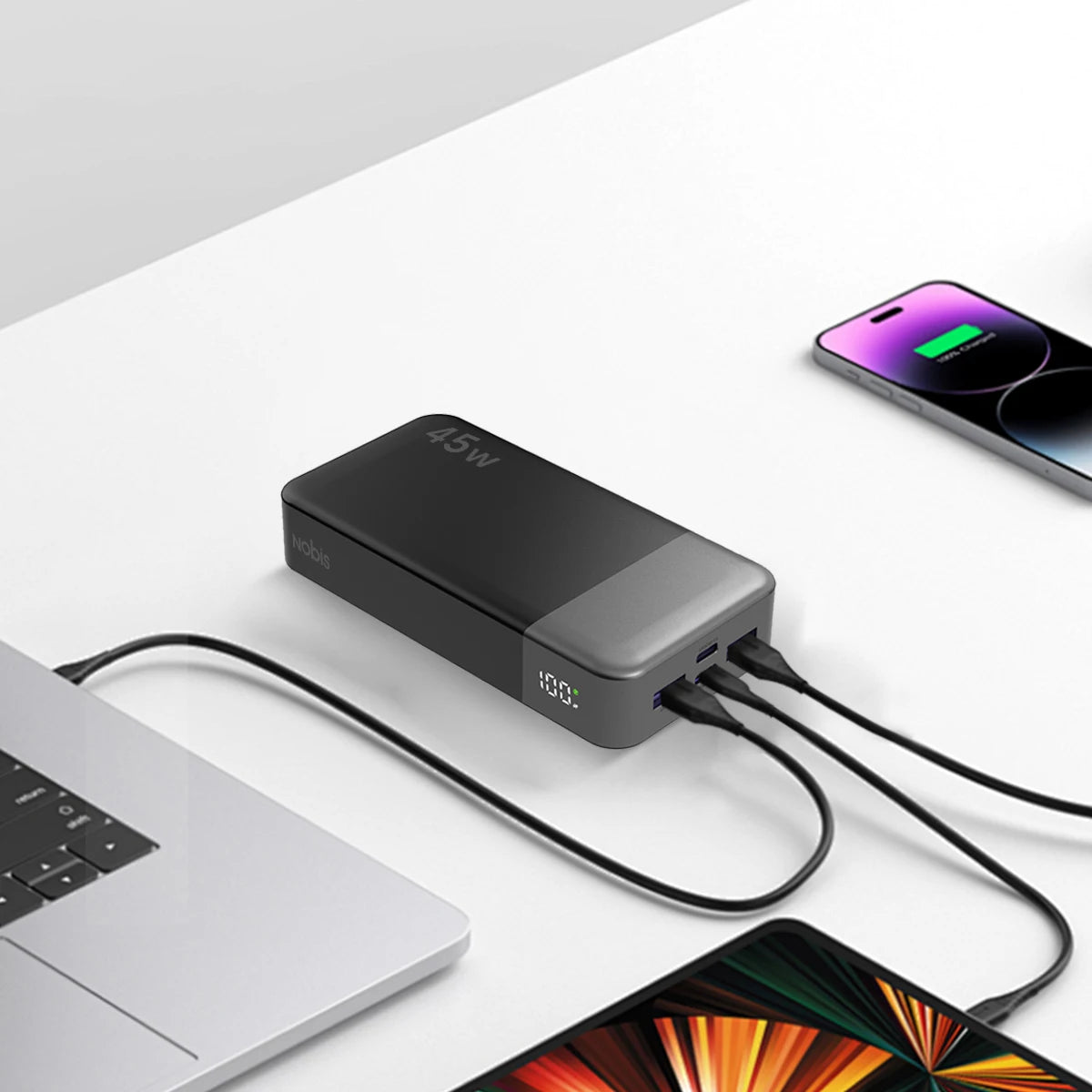 Nobis 20000mAh 45W Powerbank Fast Charge Power Bank with LED Display, Super Fast Charging Portable Charger with LED Display for iPhone 16 17