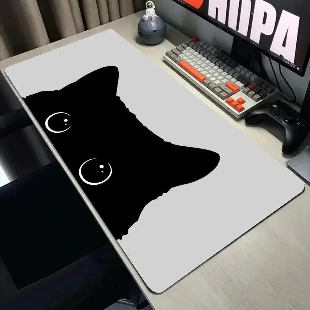 Funny black cat Mouse Pads Cute Cat Computer XXL Mausepad Company Desk Pad Large Kawaii Cushion Office Accessories Rug 300X600