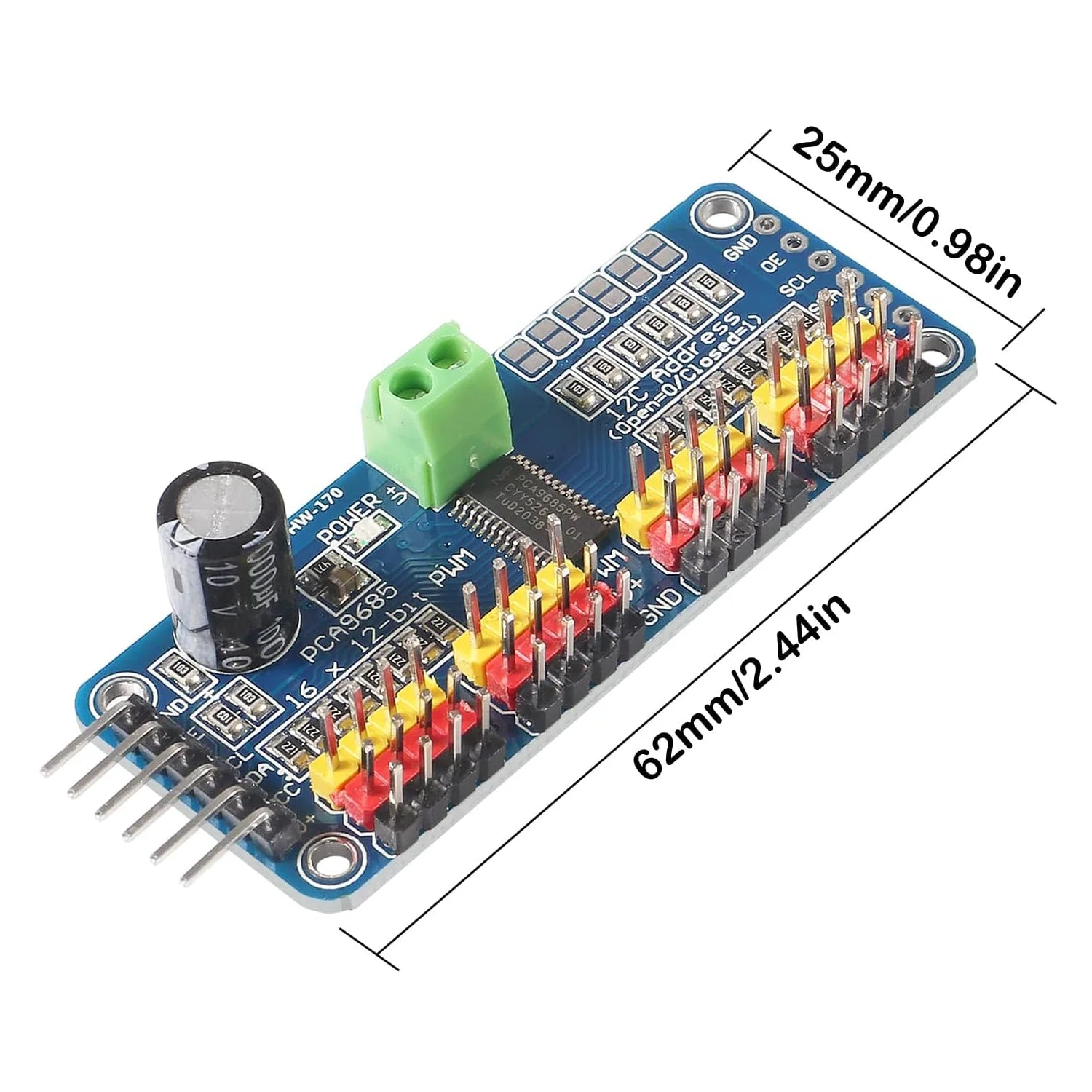 Aokin 1PCS 16 channel PWM Servo Servo Drive Board Robot Controller IIC Interface Driver Module PCA9685 For Raspberry Pi