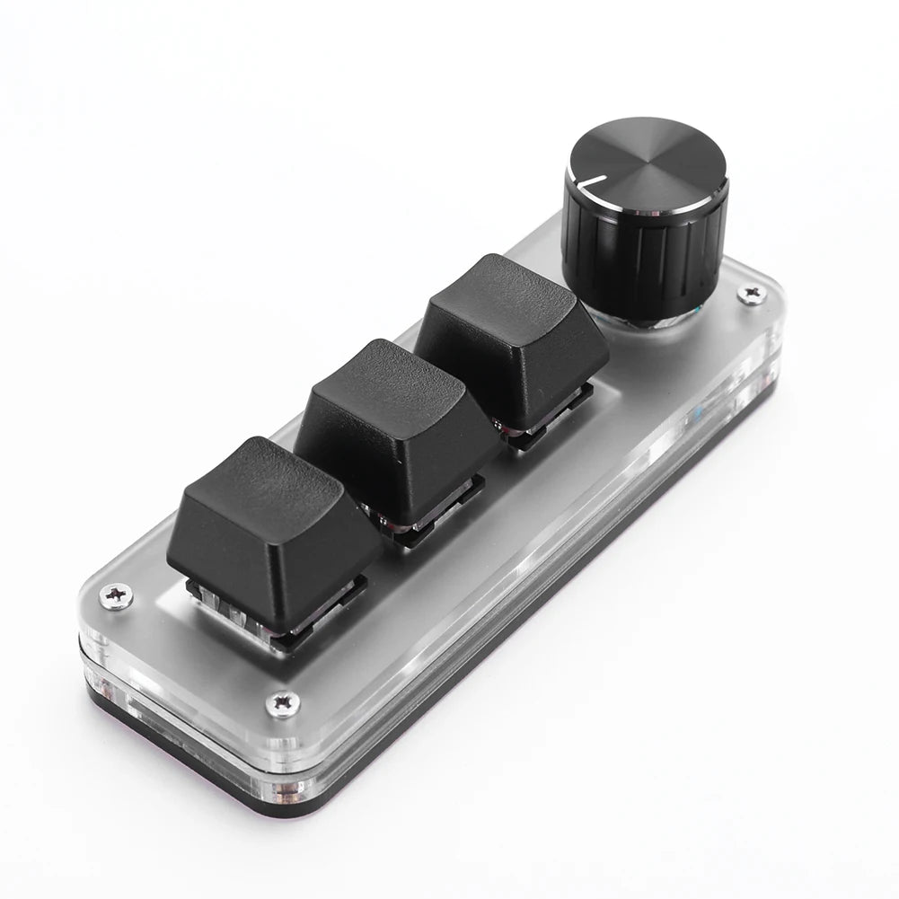 Programmable DIY Mechanical Keyboard Bluetooth/USB Wired RGB Custom Mini 3 Key 1 Knob Knob Macro Hotswap Keypa for Laptop
