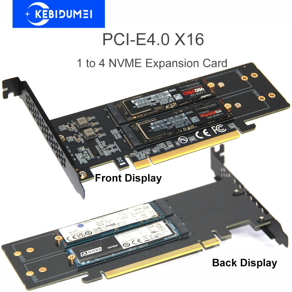 PCle4.0 X16 to 4xNVME M.2 Expansion Card M.2 SSD GEN4 PCIe4.0 PC Motherboard X1 X4 X8 X16 Expansion Card For 2230 2242 2260 2280