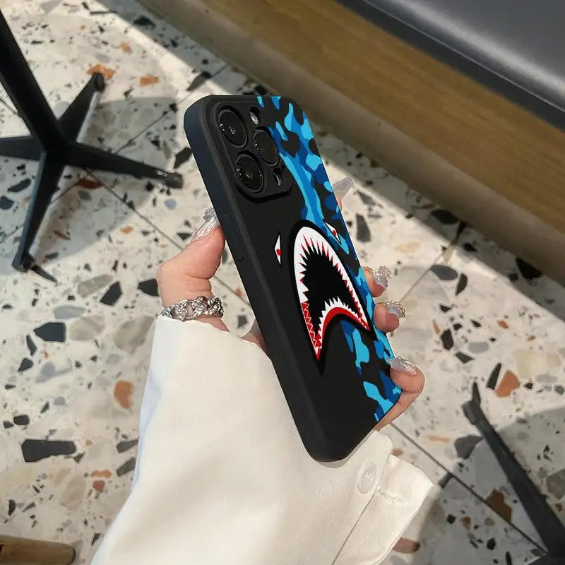 for IPhone 16 Pro Max 15 Pro 14Plus 13 12 11 Case Shark Pattern Phone Case Drop Protection TPU Phone Cases