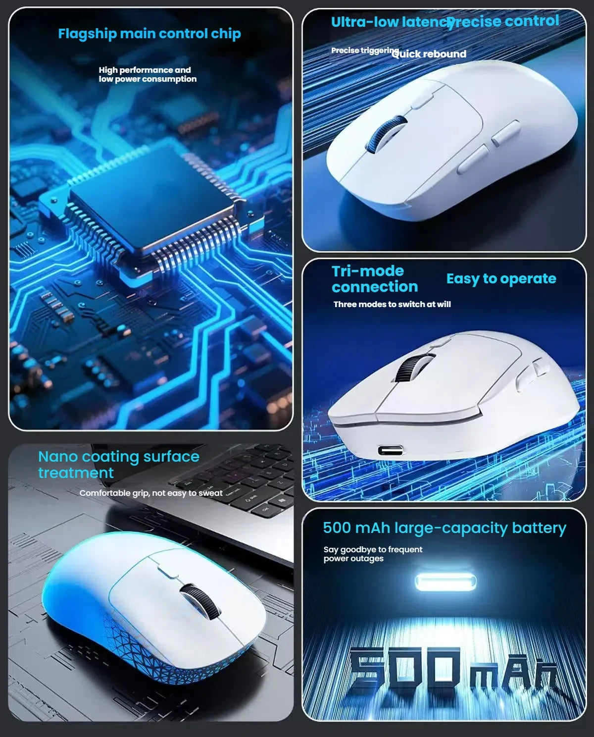 New M348 Wireless Bluetooth Lightweight Esports Game Mouse 6400DPI Mobile Battery Long Battery Life 2.4GHz Wireless Receiver
