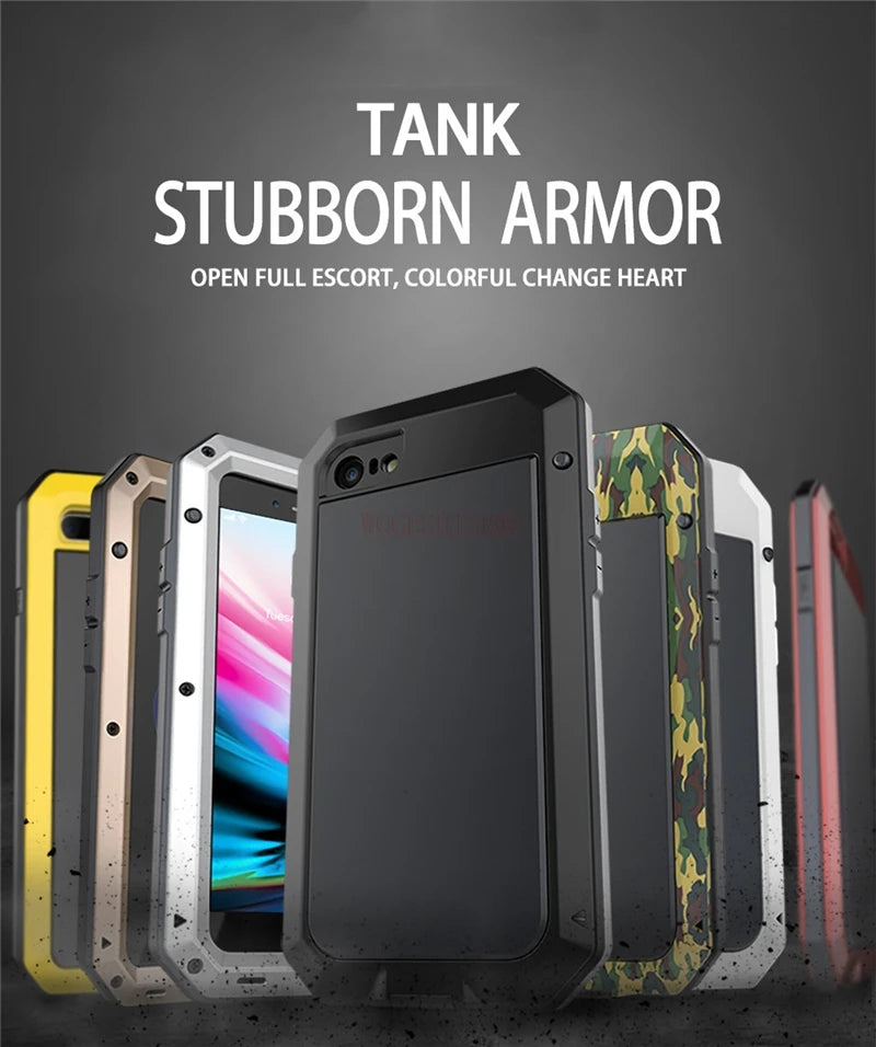 Heavy-duty protective armour for iPhone 17 to 11 Pro Max Plus XS Max XR Metal Aluminum Phone Case, Shockproof Case