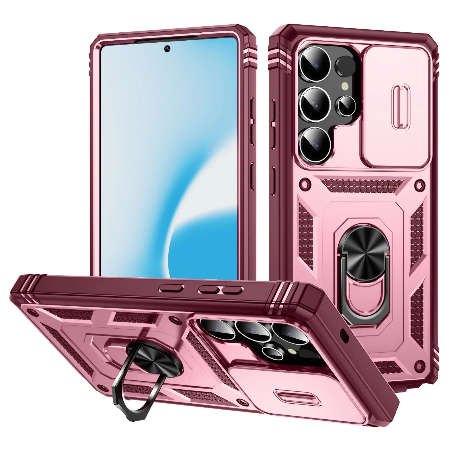 360 Full Protection Phone Case For Samsung Galaxy S25 S24 S23 Ultra Plus S25 Edge S24FE Case Armor Car Magnet Ring Stand Cover
