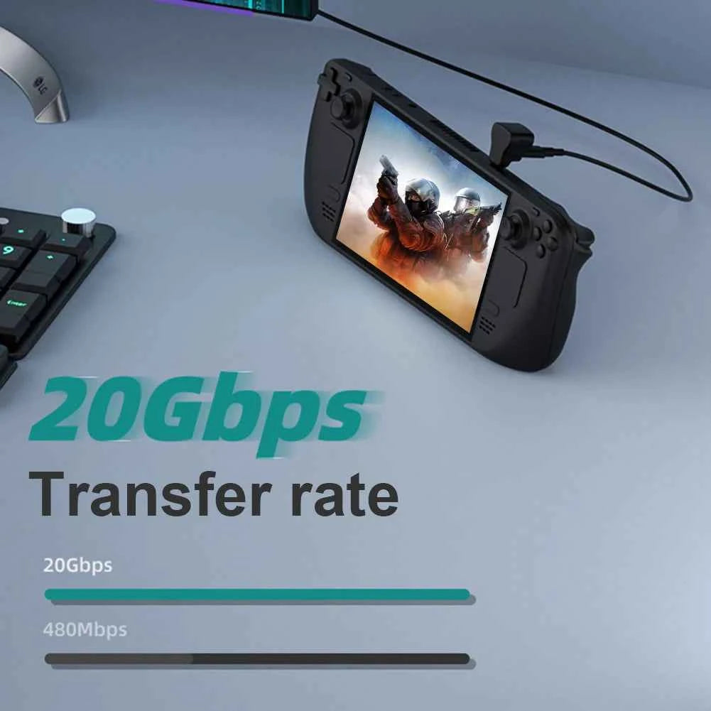 1 To 2 USB-C To USB-C USB-A Adapter 100W USB-C Male To USB-C USB-A Female Adapter 20Gbps 8K 60HZ U-shaped for  STEAM DECK/Switch