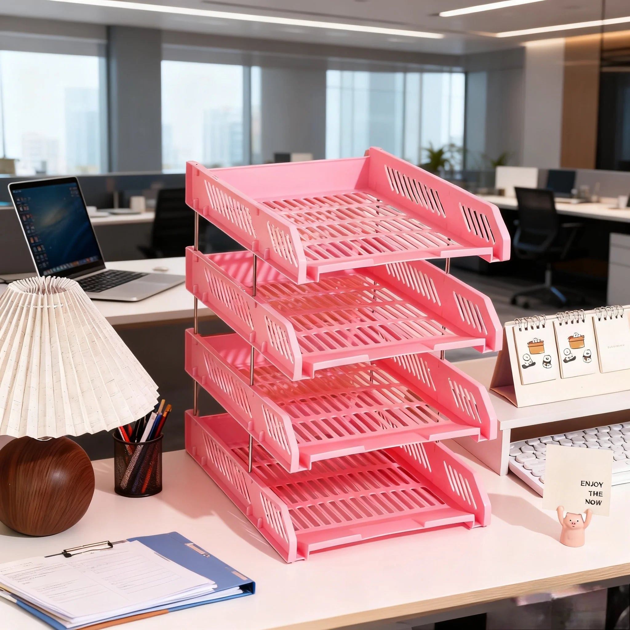 Four-Layer File Tray with Hollow File Compartments, Detachable Storage Rack, File Frame for Organizing Documents, Multi-Layer and Thickened