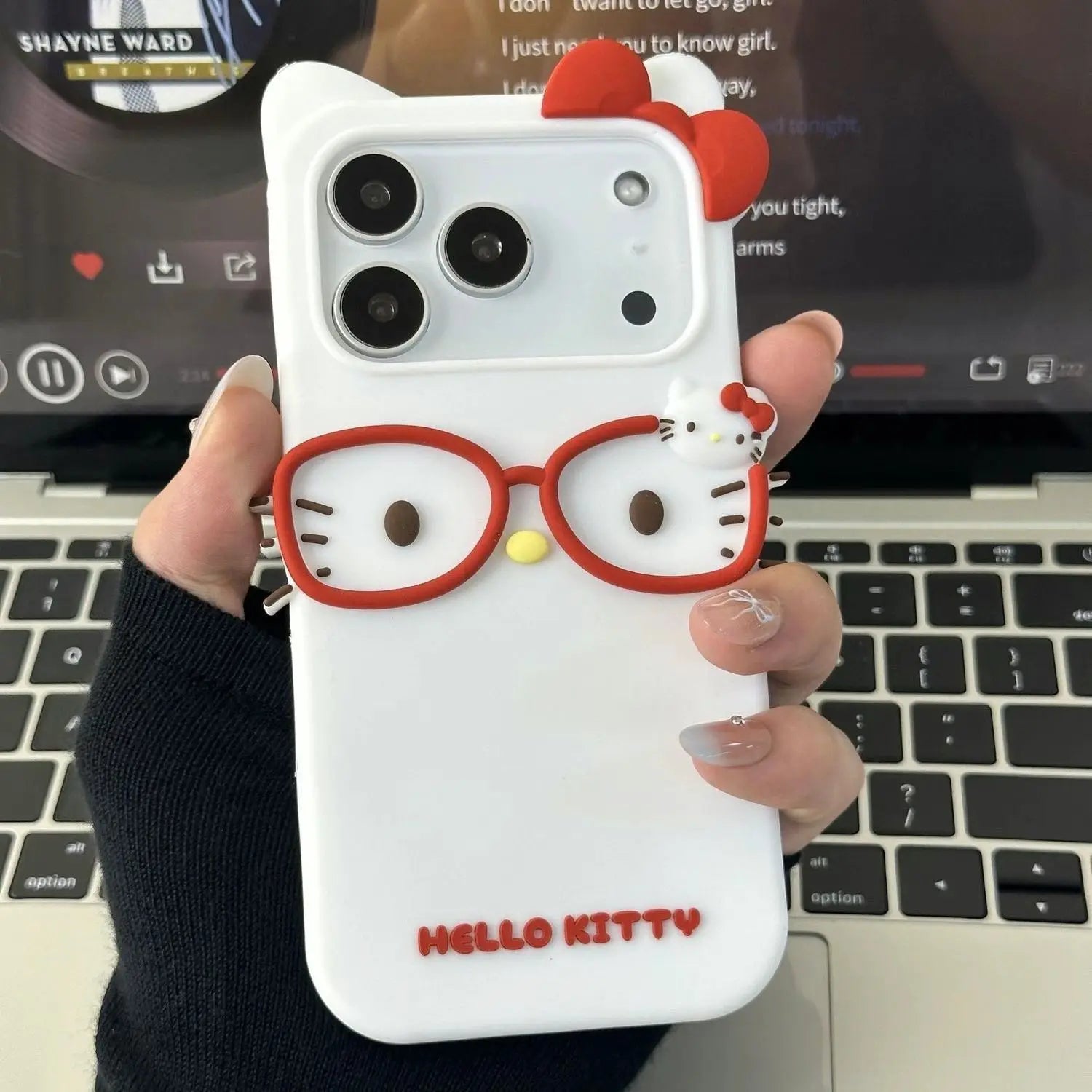 Sanrio 3D Cartoon Glasses Hello Kitty Phone Case For iPhone 17 Promax 16 15 14 13 12 Pro Max 11 So Cute Y2K Soft Silicone Cover