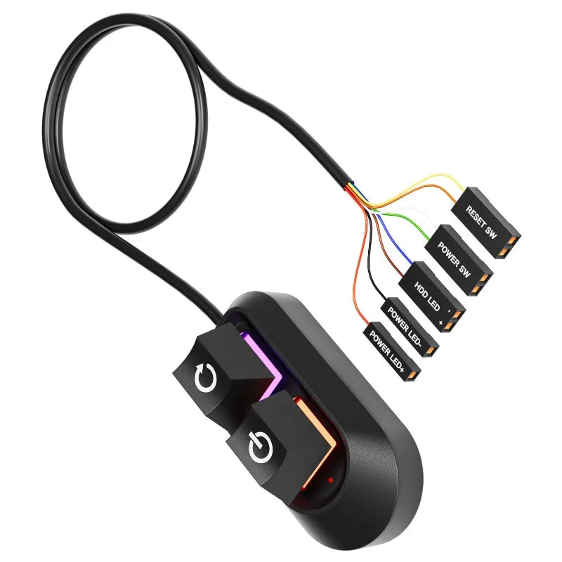 2M Desktop Computer Power Button RGB Lighting External Power Switch Motherboard Switch On Off PC Power Switch Button for PC Case