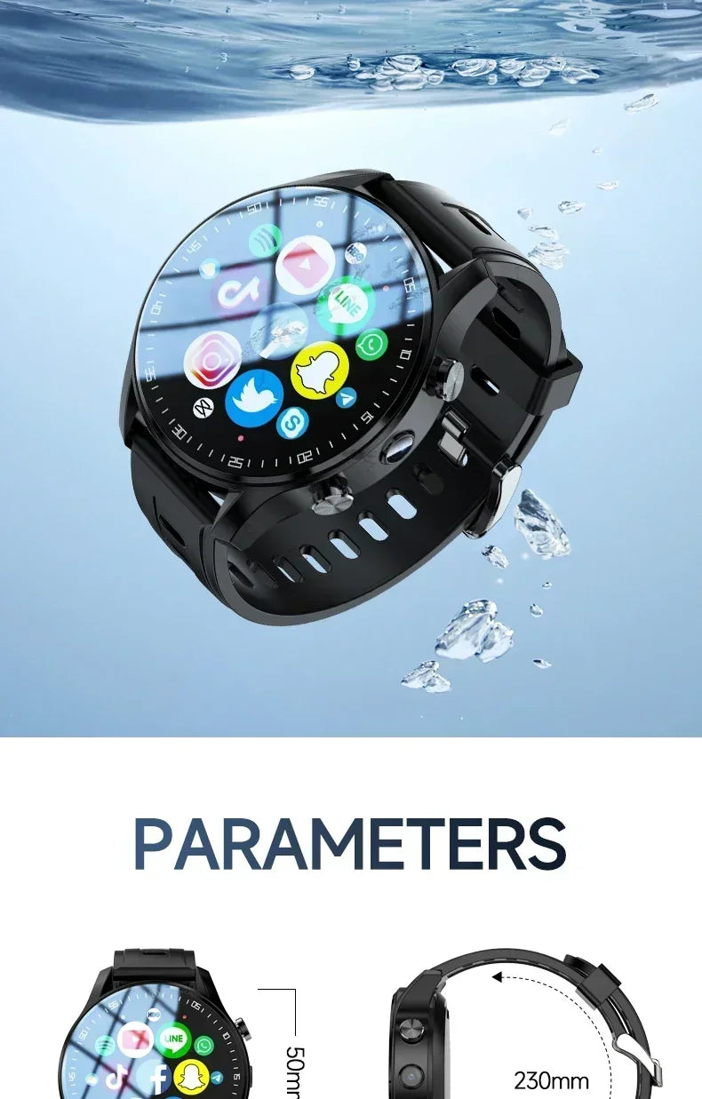 SIM Dual camera Smartwatch A7128G 4G smartwatch Video Call Trail tracker with Wifi GPS waterproof Google Play Store for men