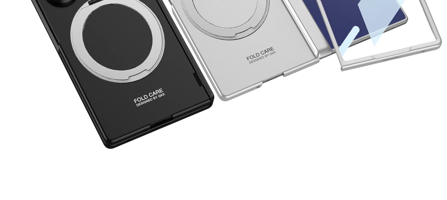 Magsafe Rotating Bracket Case For Samsung Galaxy Z Fold 7 Skin-feel Matte With Glass Film ZFold7 Magnetic Hinge Protective Cover