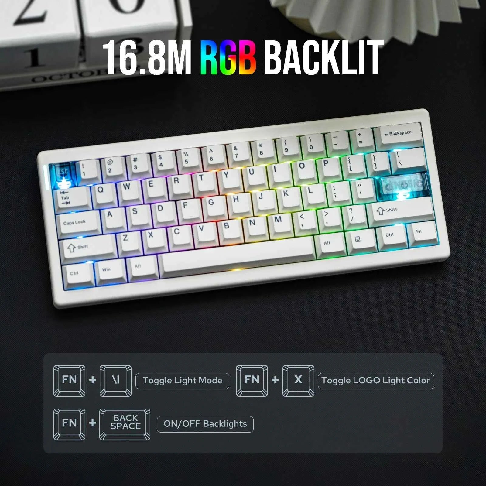 CIDOO QK61 V2 VIA-Programmable 60% Gasket Structure Wired/2.4GHz Wireless/Bluetooth Compact Keyboard with South-Facing LEDs