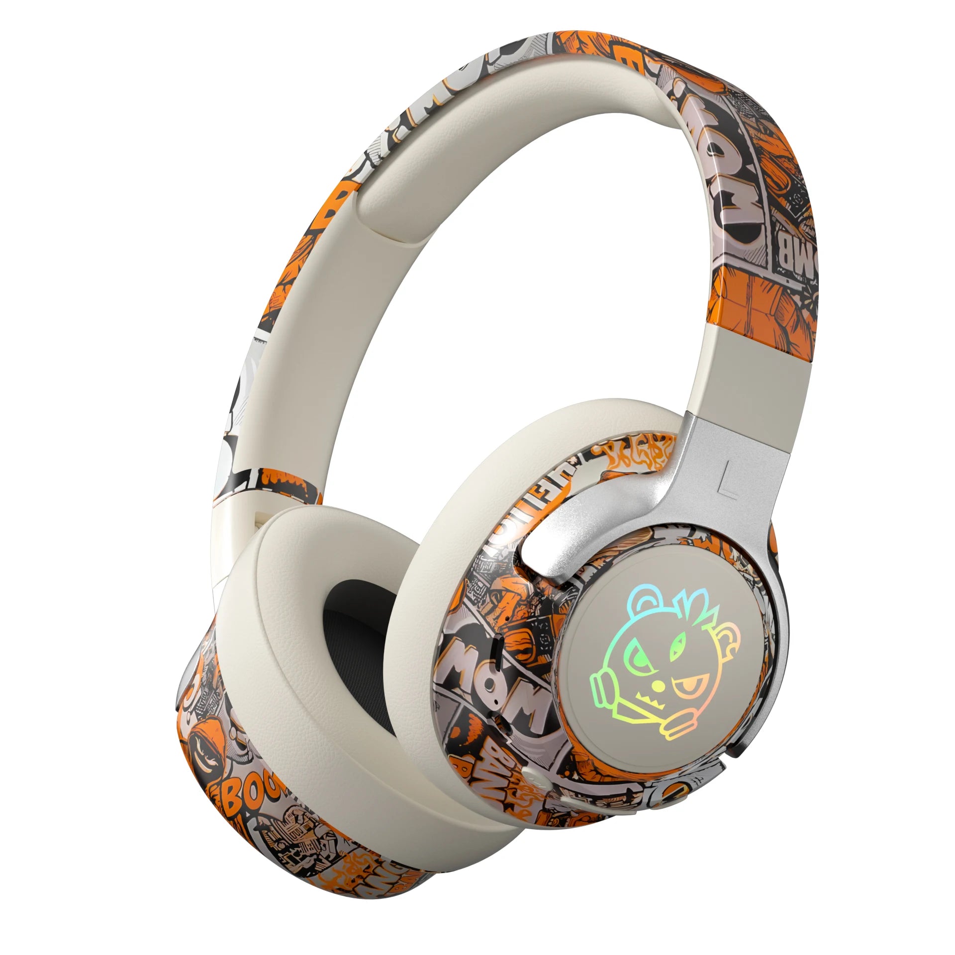 Graffiti Wireless Gaming Headphones 360° Stereo Sound, Support AUX/TF Card Mode Hi-Res Audio, Over Ear Foldable Lightweight