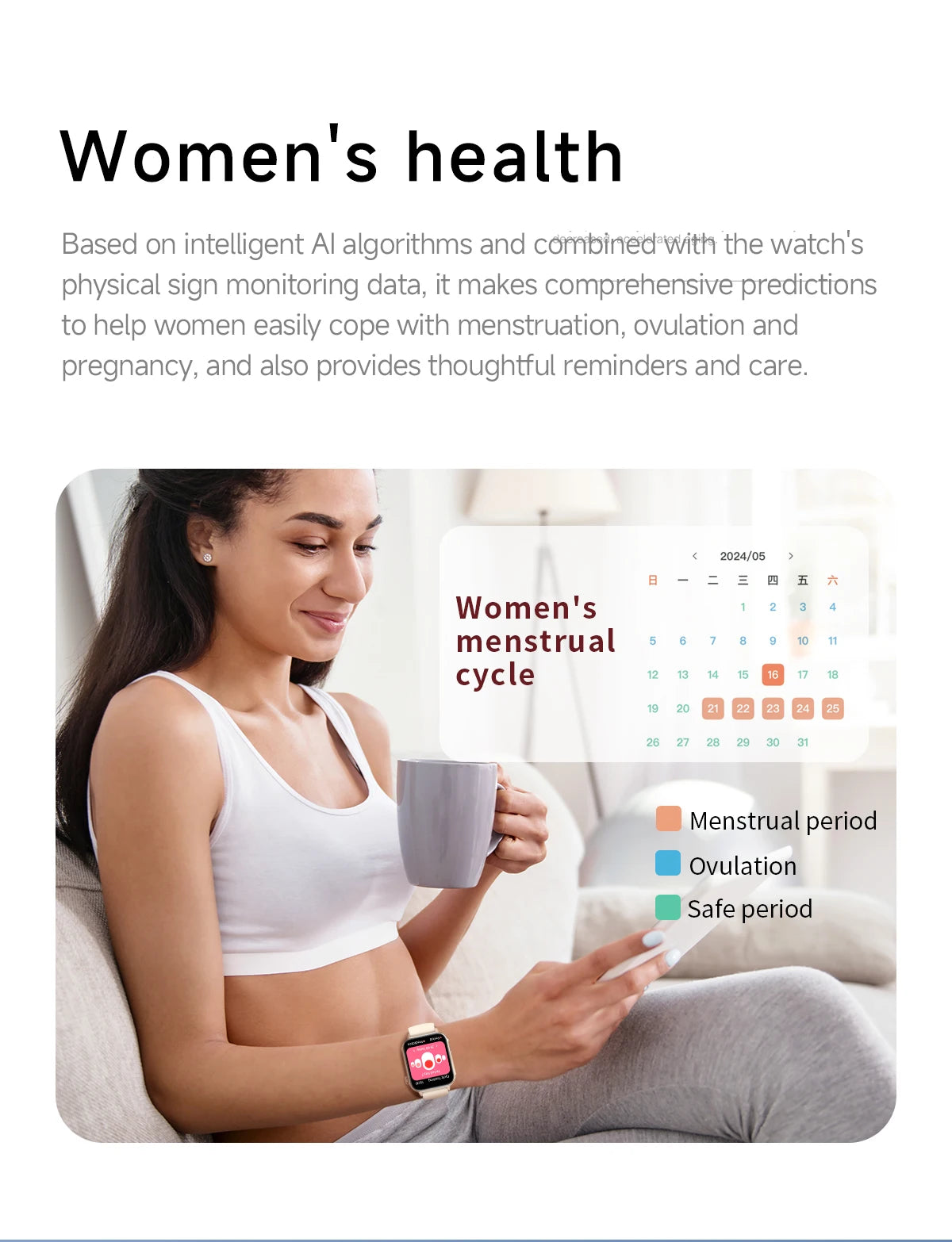 2025 New Smart Watch Men Women Type-C Charging Heart Rate LED Flashlight Bluetooth Call IP68 Waterproof SmartWatch for Android