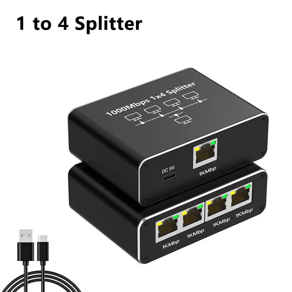 1000M Rj45 Splitter Gigabit Ethernet Adapter Internet Network Cable Extender Networking Adapter for PC TV Box Router Sharer