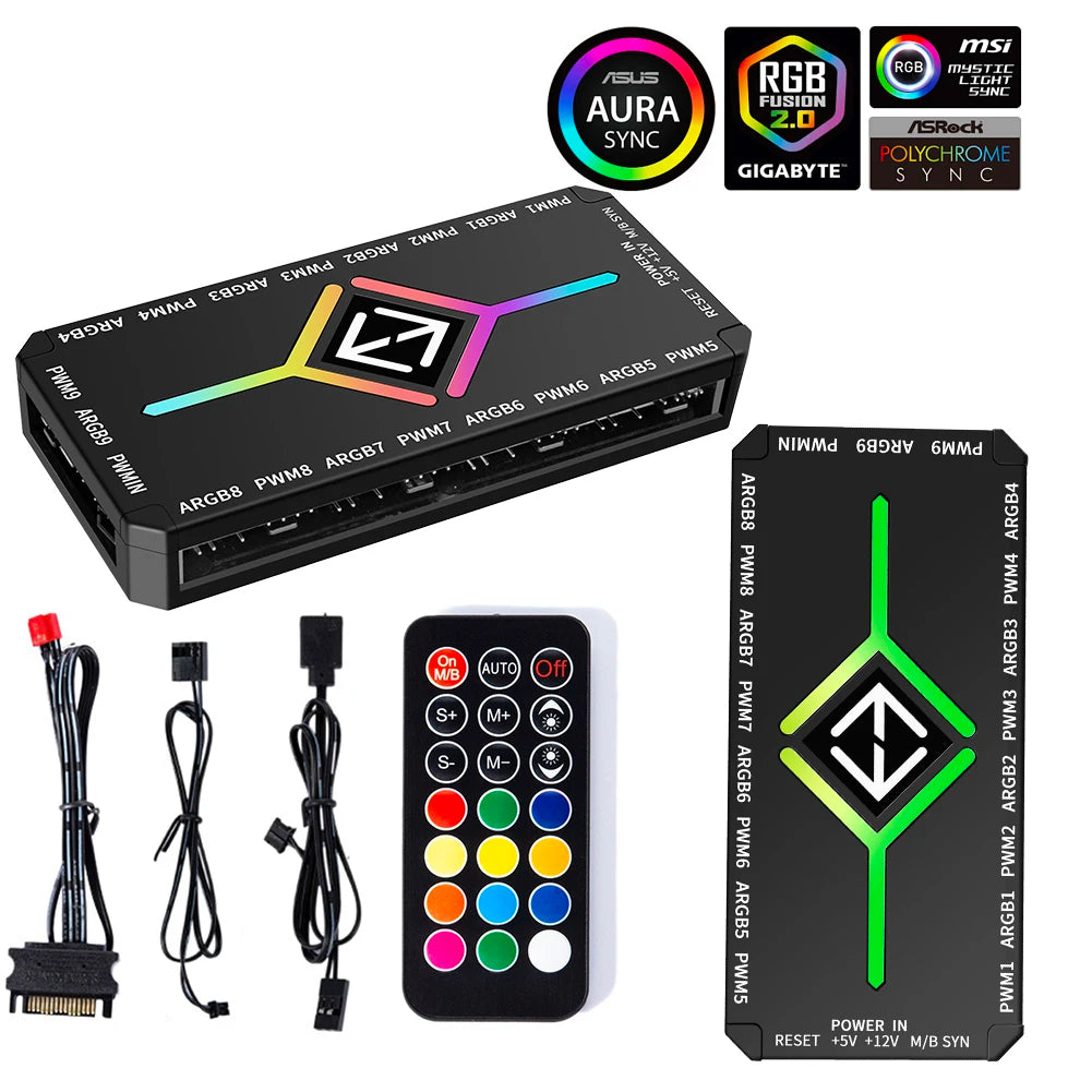 5V 3 Pin ARGB PWM Fan Hub Controller – 1 to 9 Ports