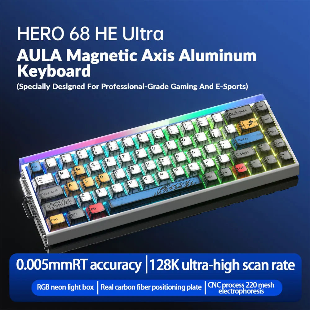 AULA HERO68HE Pro\Ultra Magnetic Gaming Keyboard 75% Magnetic Switch Keyboard Rapid Trigger for Esports PBT High Quality Keycaps