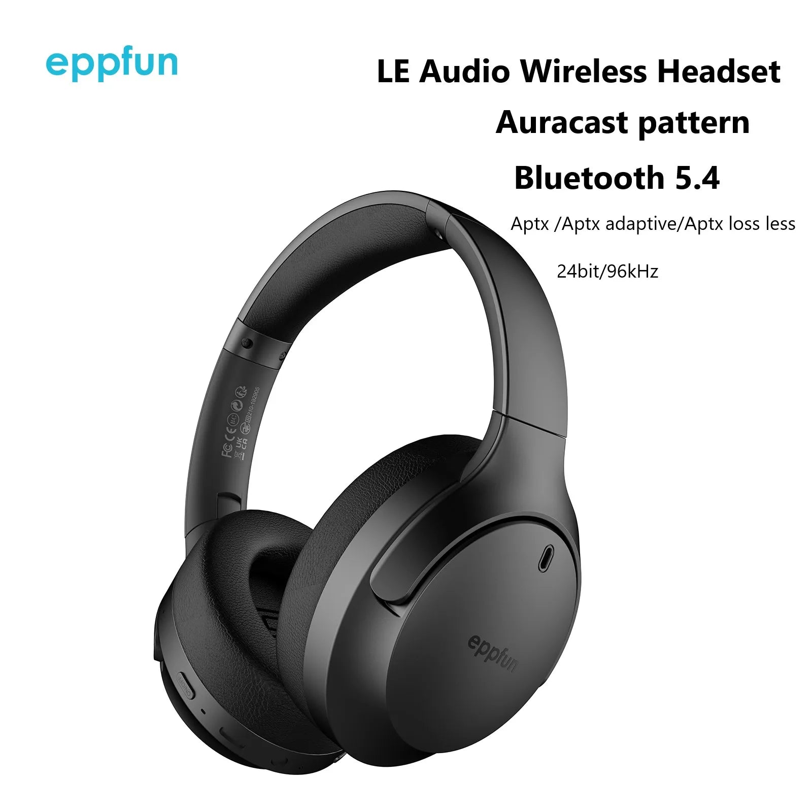 eppfun LE Audio Over Ear Bluetooth 5.4 Headphones with mic,Aptx Lossless/LC3/Auracast Headset for Music Gaming TV Watching