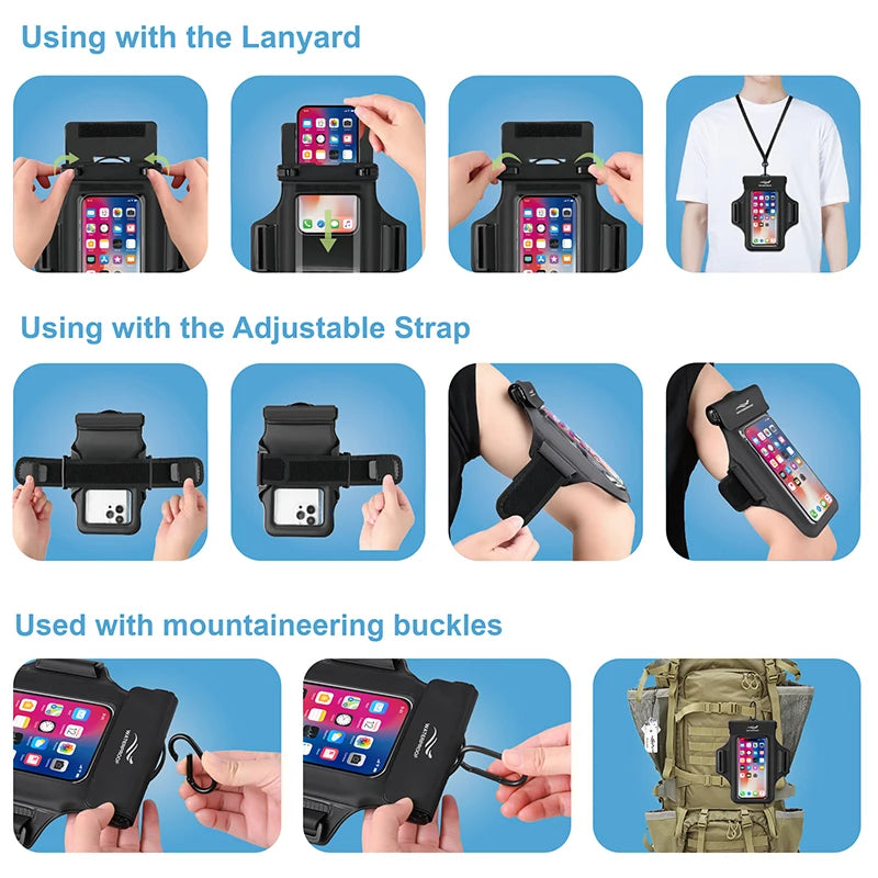 HAISSKY Armband Mobile Phone Waterproof Pouch For iPhone 17 16 15 14 13 12 Pro Max 15 Plus Swimming Surfing Diving Arm Phone Bag
