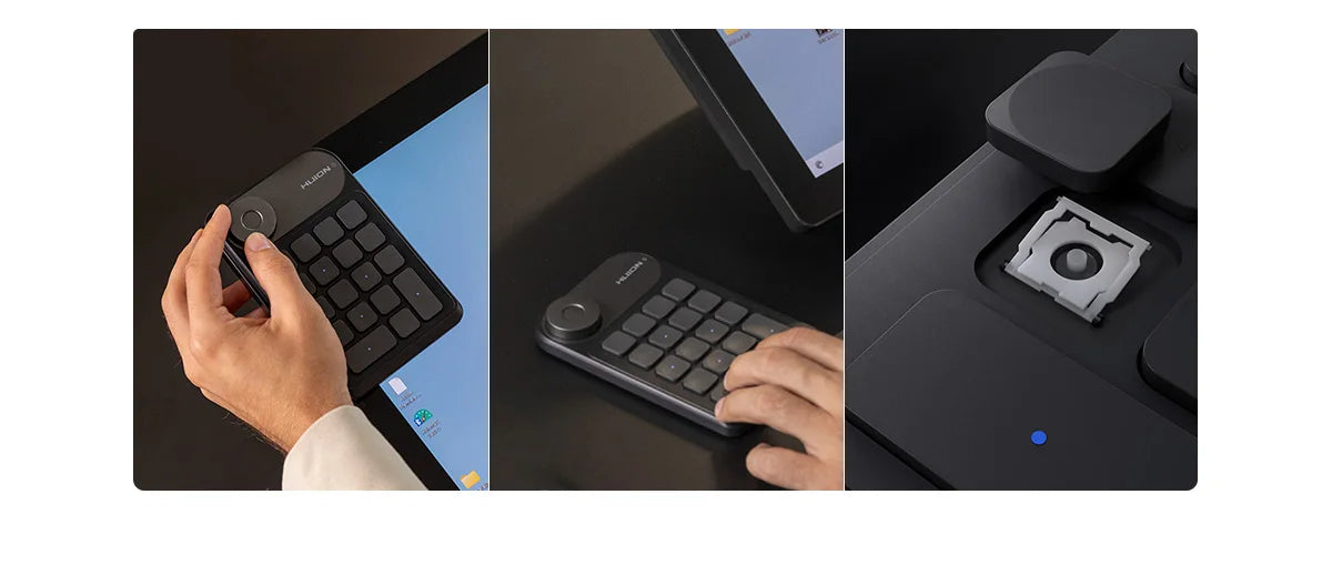 HUION Keydial Mini Wireless Keyboard Bluetooth Connectivity Keyboard with Dial, for Drawing Tablet PC MacBook Surface Pro Laptop