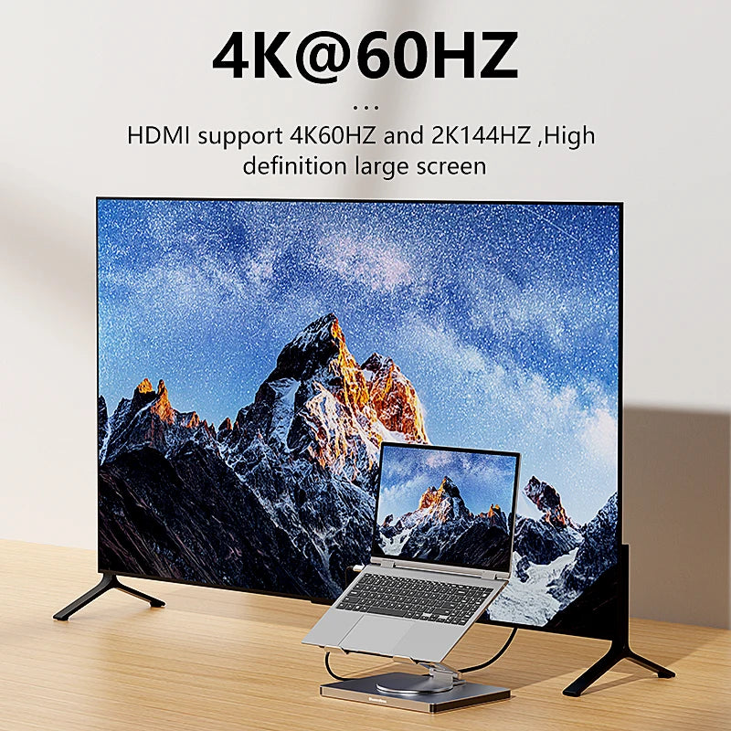 Blueendless Aluminum ipad Holder 10 in 1 docking C hub 4K 60Hz Type C Adapter USB3.0 5Gbps 100W PD Charger For Laptop desktop