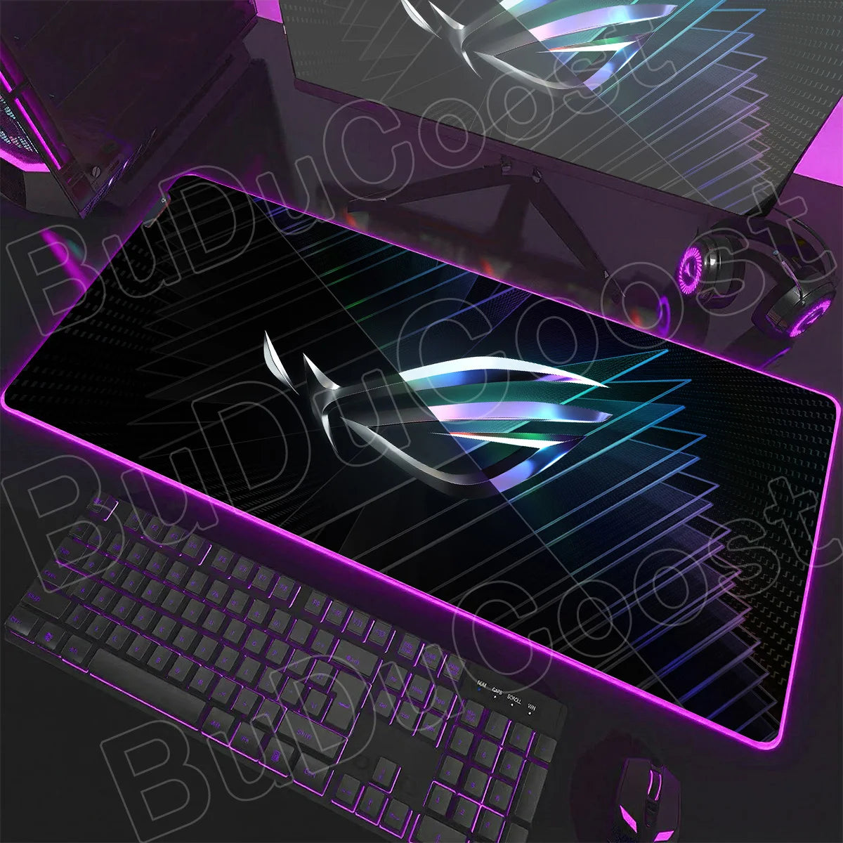 600x300x3mm RGB Gamer Glowing HD Keyboard Mat Asus Office Table New ROG Art Design Colorful LED Mouse Pad Rubber Non-slip Carpet